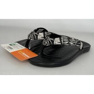 Flip Flop Thong Sandal Black Womens Size 8.5 to 9 Soft Science Waterfall Palm